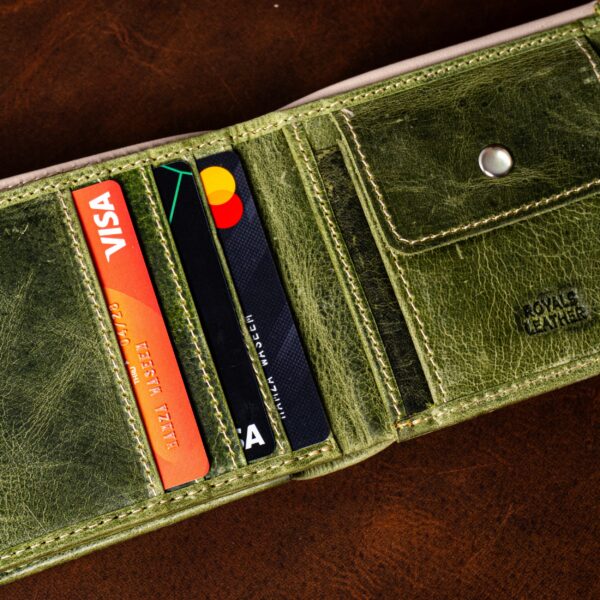 Royals Leather Forest Green Bi-Fold Wallet - Image 3