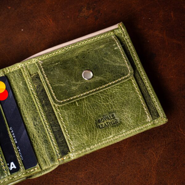 Royals Leather Forest Green Bi-Fold Wallet - Image 4