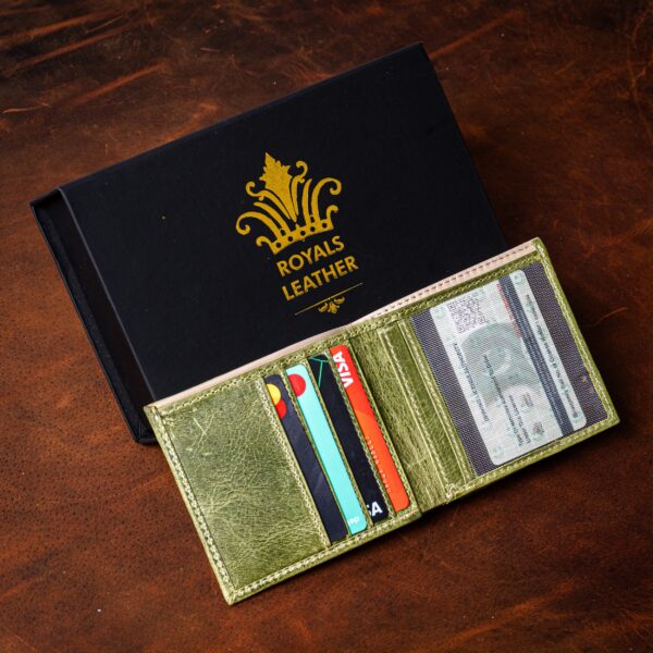 Royals Leather Forest Green Bi-Fold Wallet - Image 5