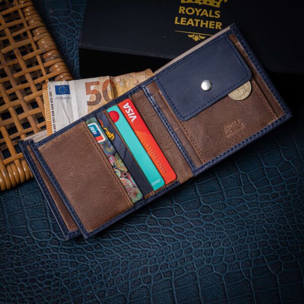 Classic Navy Blue Bi-Fold Wallet - Image 2