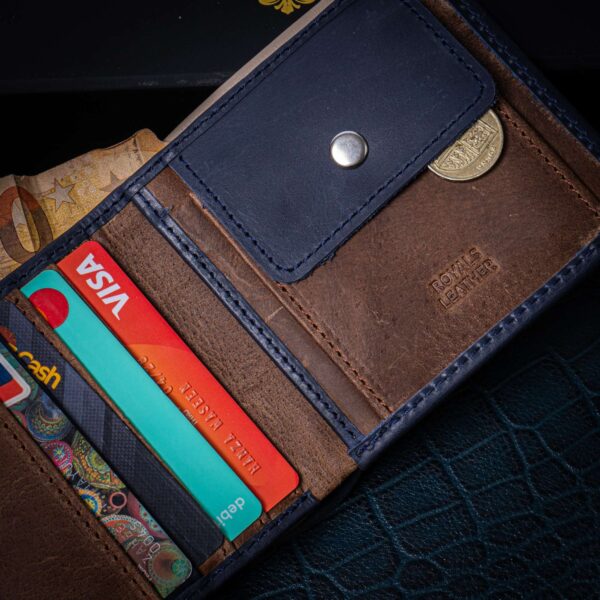 Classic Navy Blue Bi-Fold Wallet - Image 3