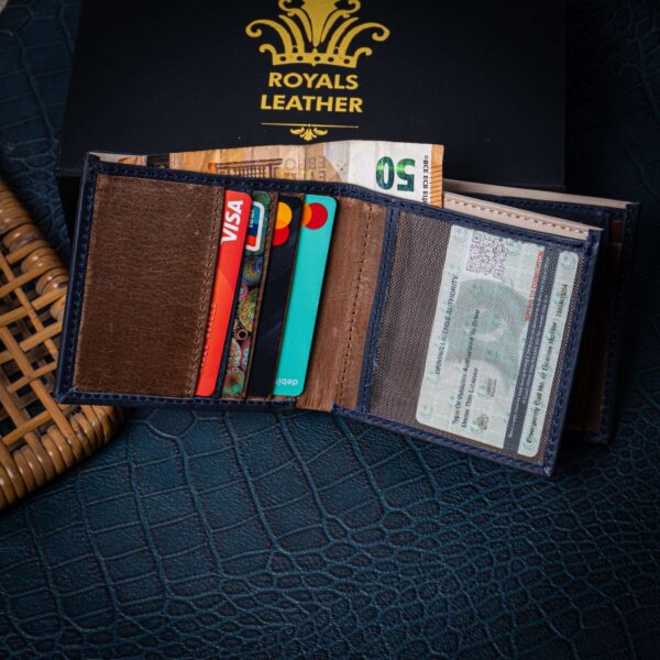 Classic Navy Blue Bi-Fold Wallet - Image 4
